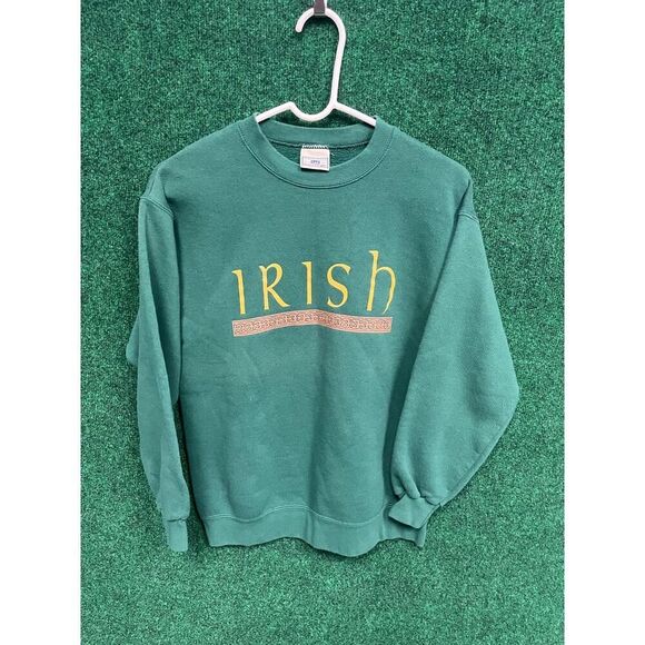 90s LEE Irish Themed Green Pullover Sweatshirt Sz Small Unisex Women Men - Picture 1 of 7